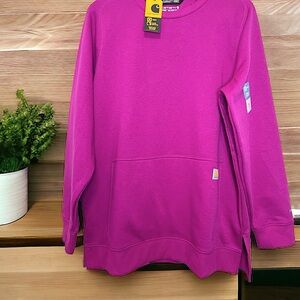 WOMEN'S CARHARTT FORCE® RELAXED FIT LIGHTWEIGHT SWEATSHIRT in Magenta Size M-2XL